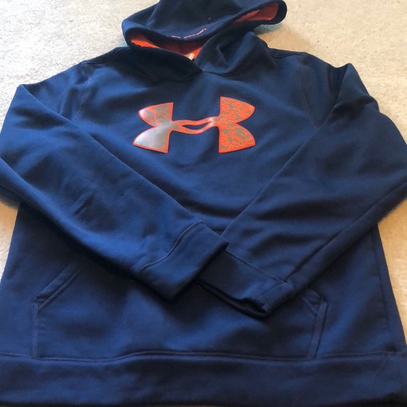 Under Armour Other - Under Armour boys hoodie navy orange youth large L